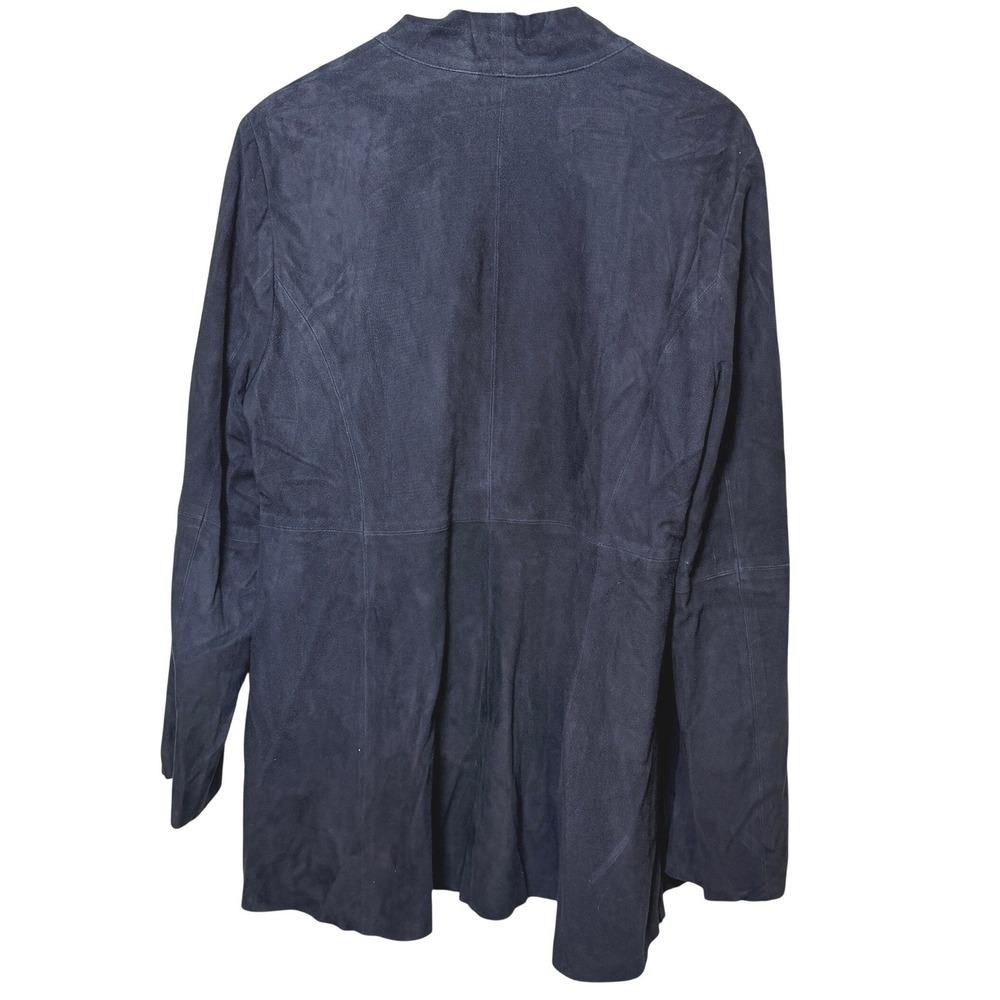 Eileen Fisher Navy Blue Goat Suede Open Front Draped Jacket XL F17UCW - Picture 6 of 8